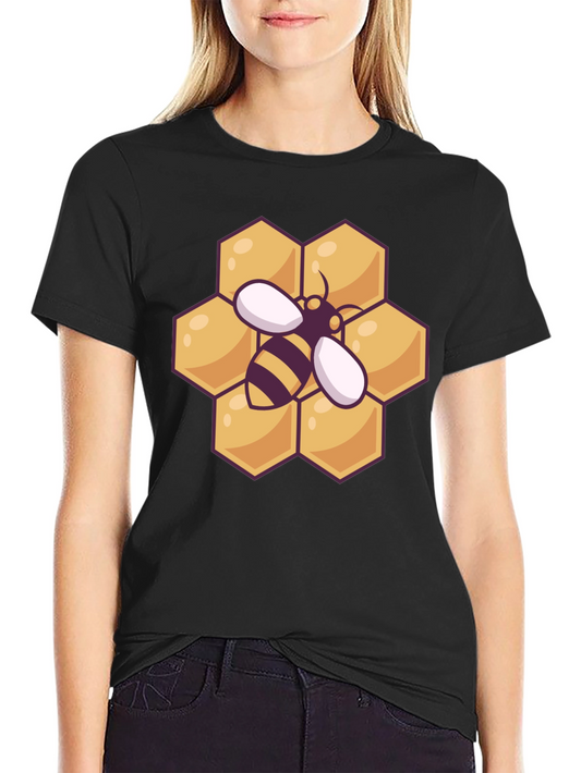 Honeycomb Bee Graphic Tee - Black