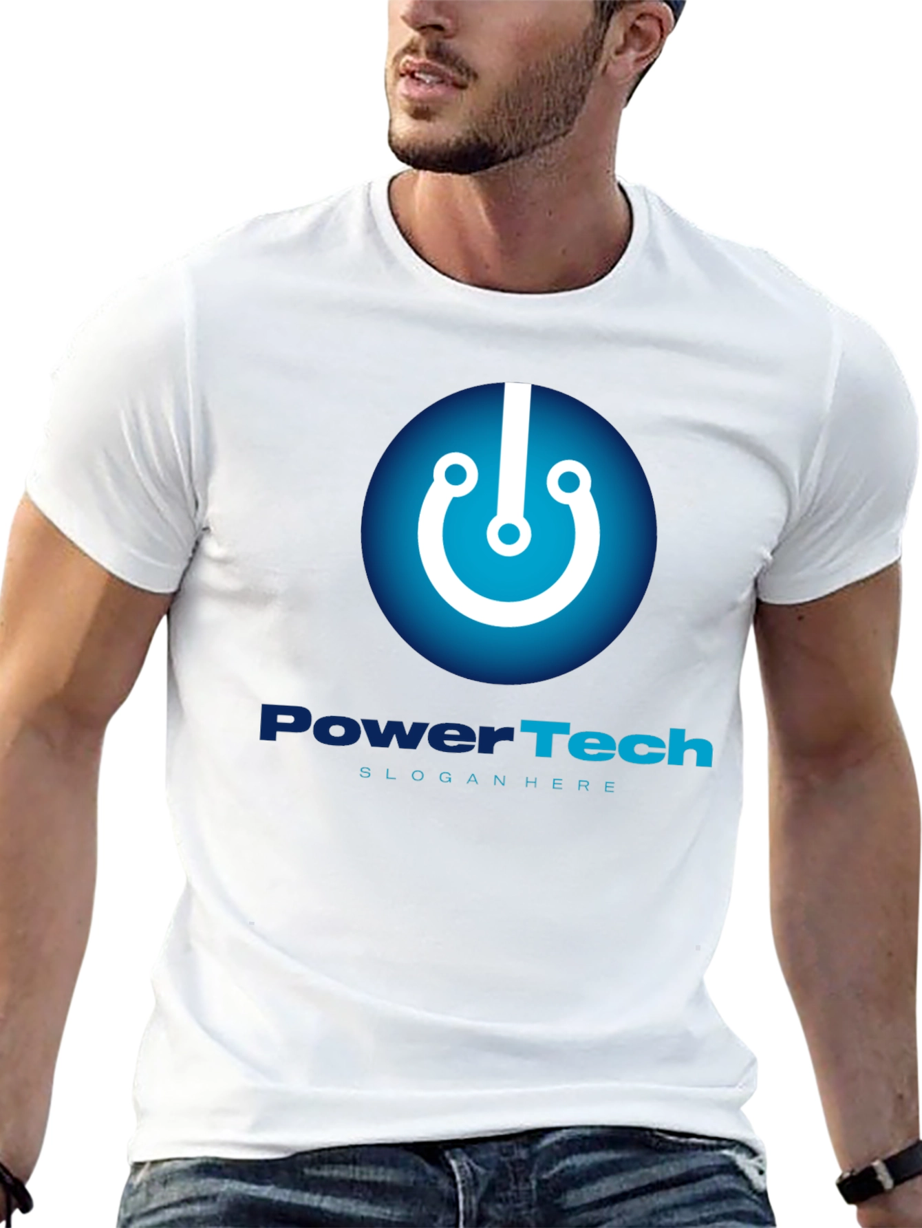PowerTech Black T-Shirt - Modern Tech Design