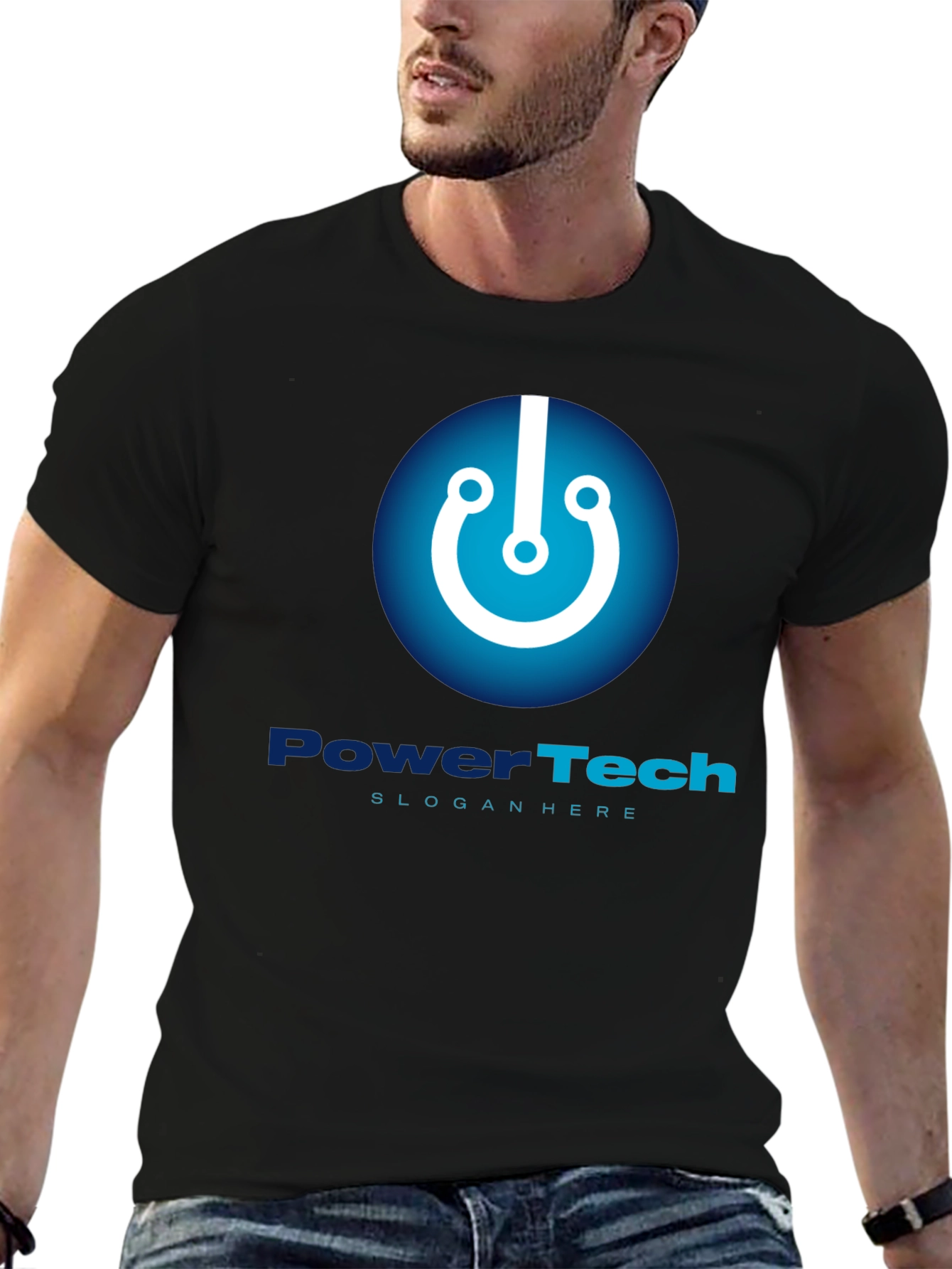 PowerTech Black T-Shirt - Modern Tech Design