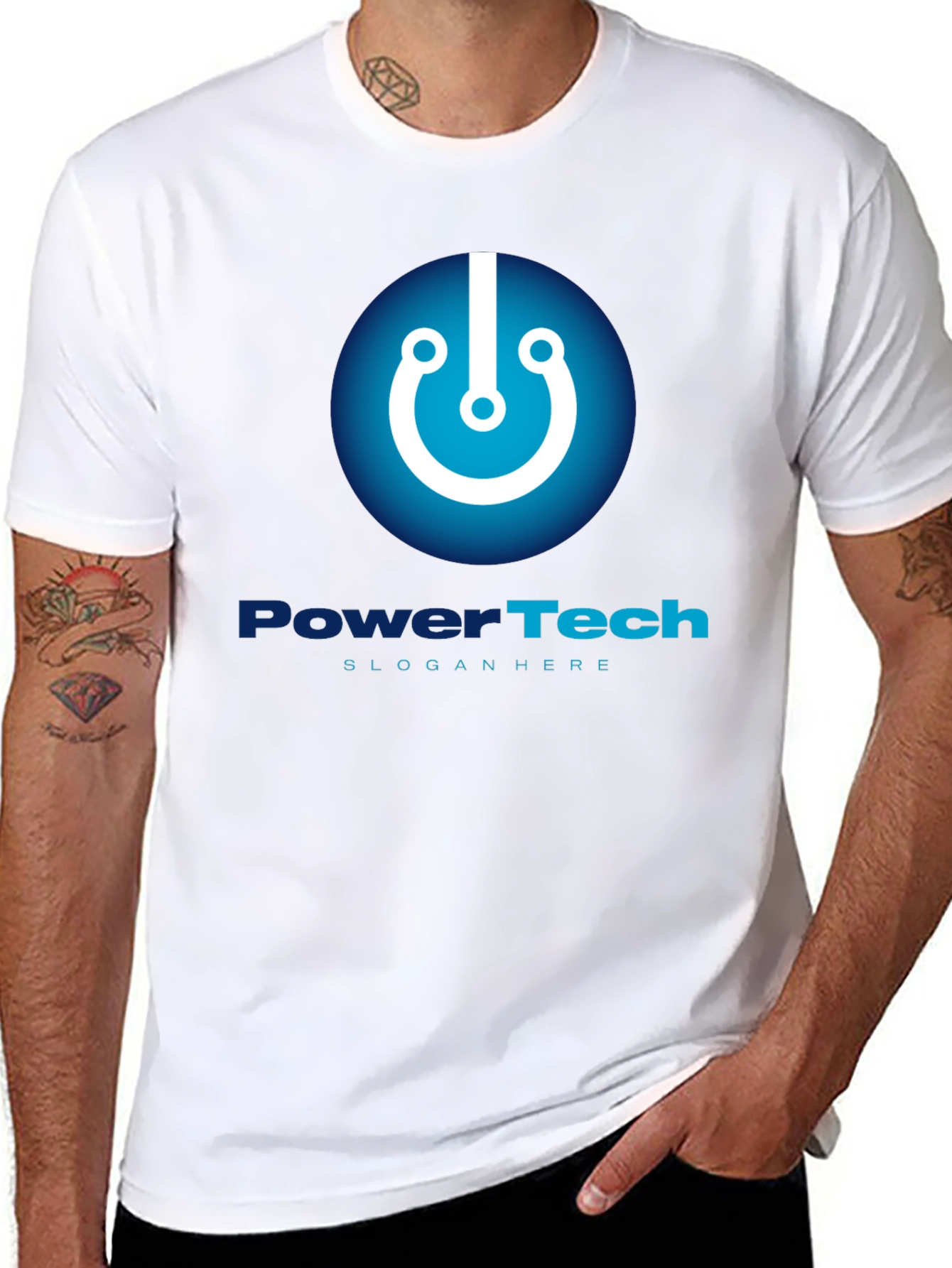 PowerTech Black T-Shirt - Modern Tech Design