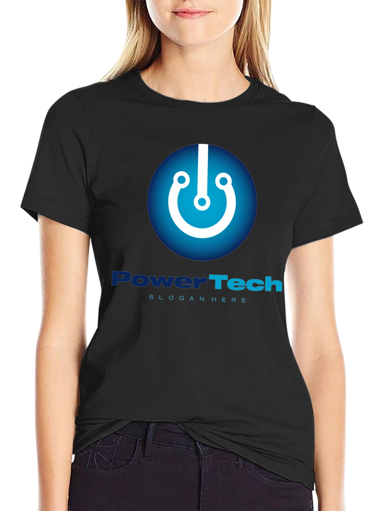 PowerTech Black T-Shirt - Modern Tech Design