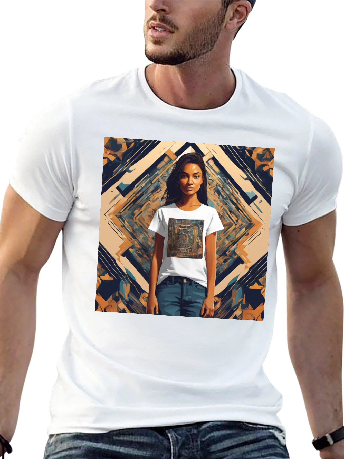 Abstract Graphic Tee - Edgy Style