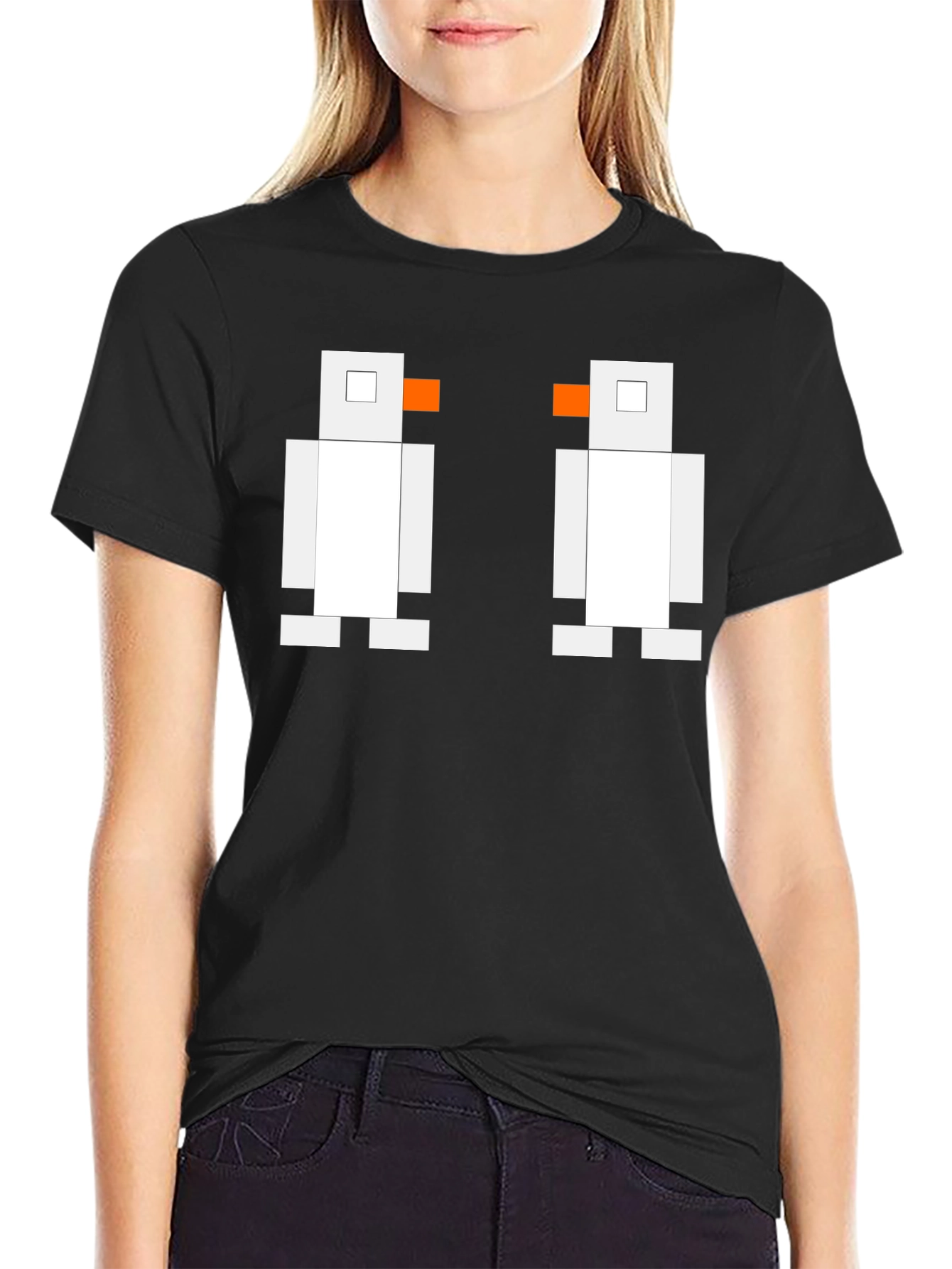 Pixelated Penguin Tee - Classic Black Cotton T-Shirt