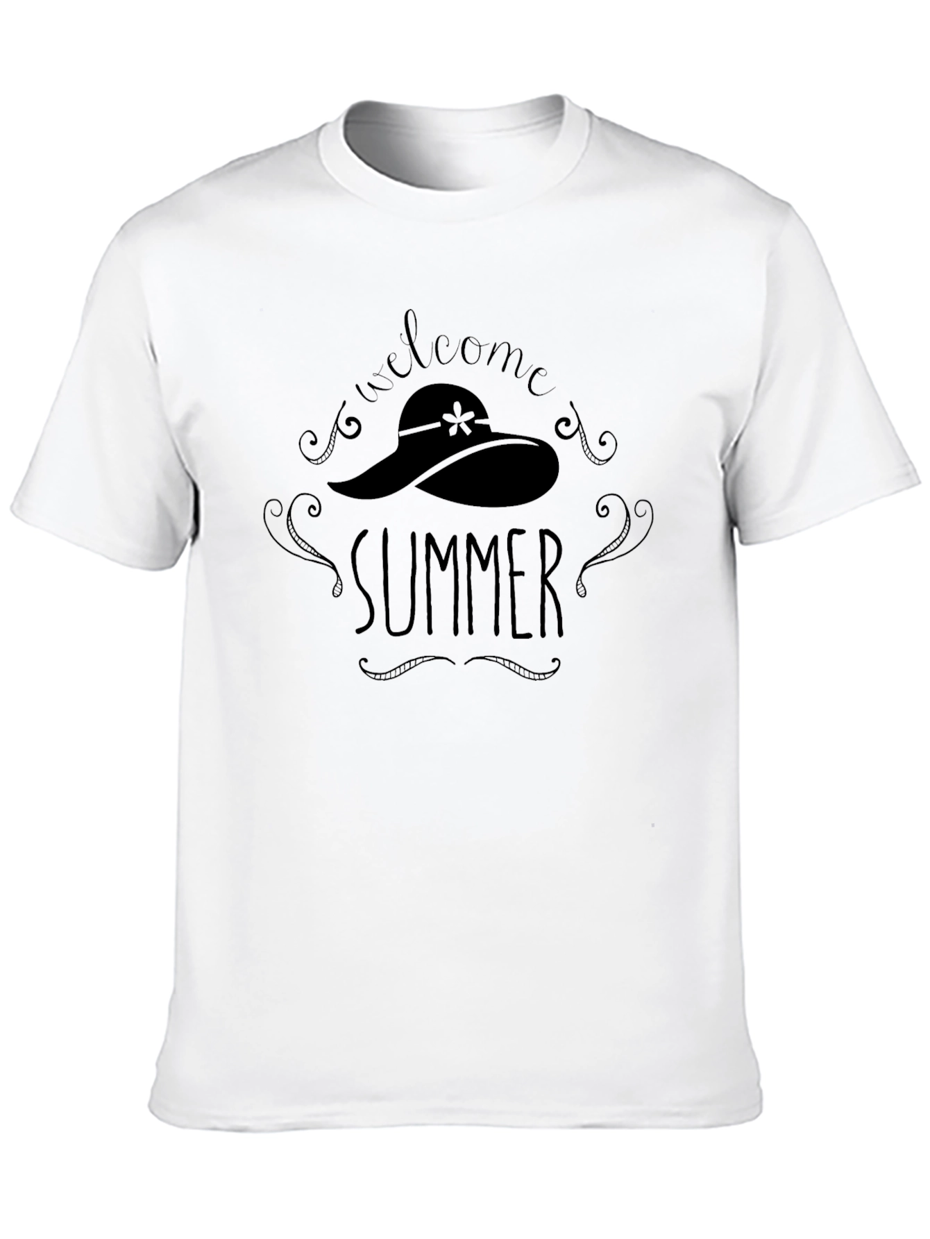 Welcome Summer Graphic Tee - Casual Black T-Shirt