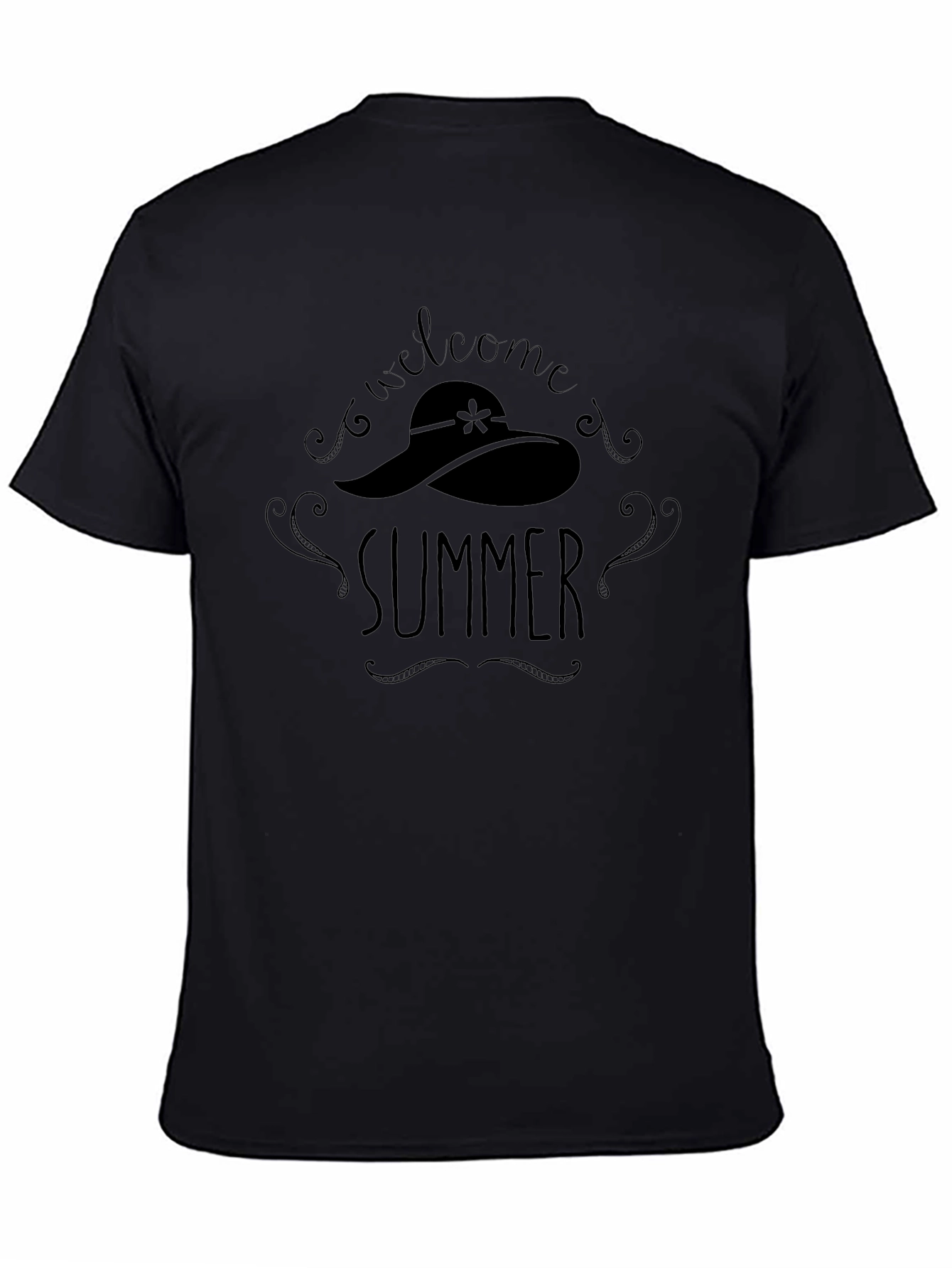 Welcome Summer Graphic Tee - Casual Black T-Shirt