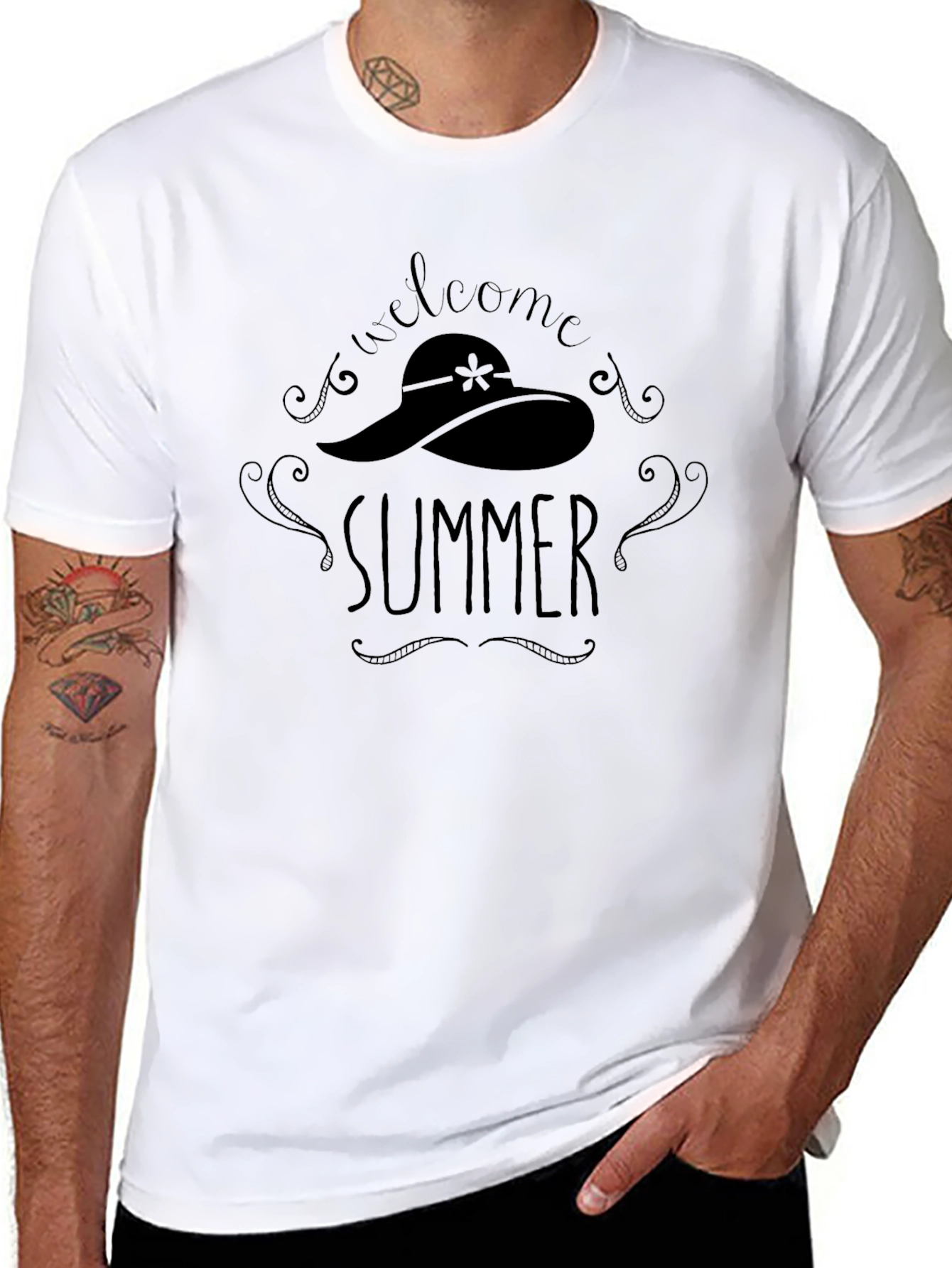 Welcome Summer Graphic Tee - Casual Black T-Shirt