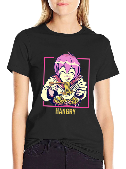Hangry Anime Ramen Graphic T-Shirt - Black