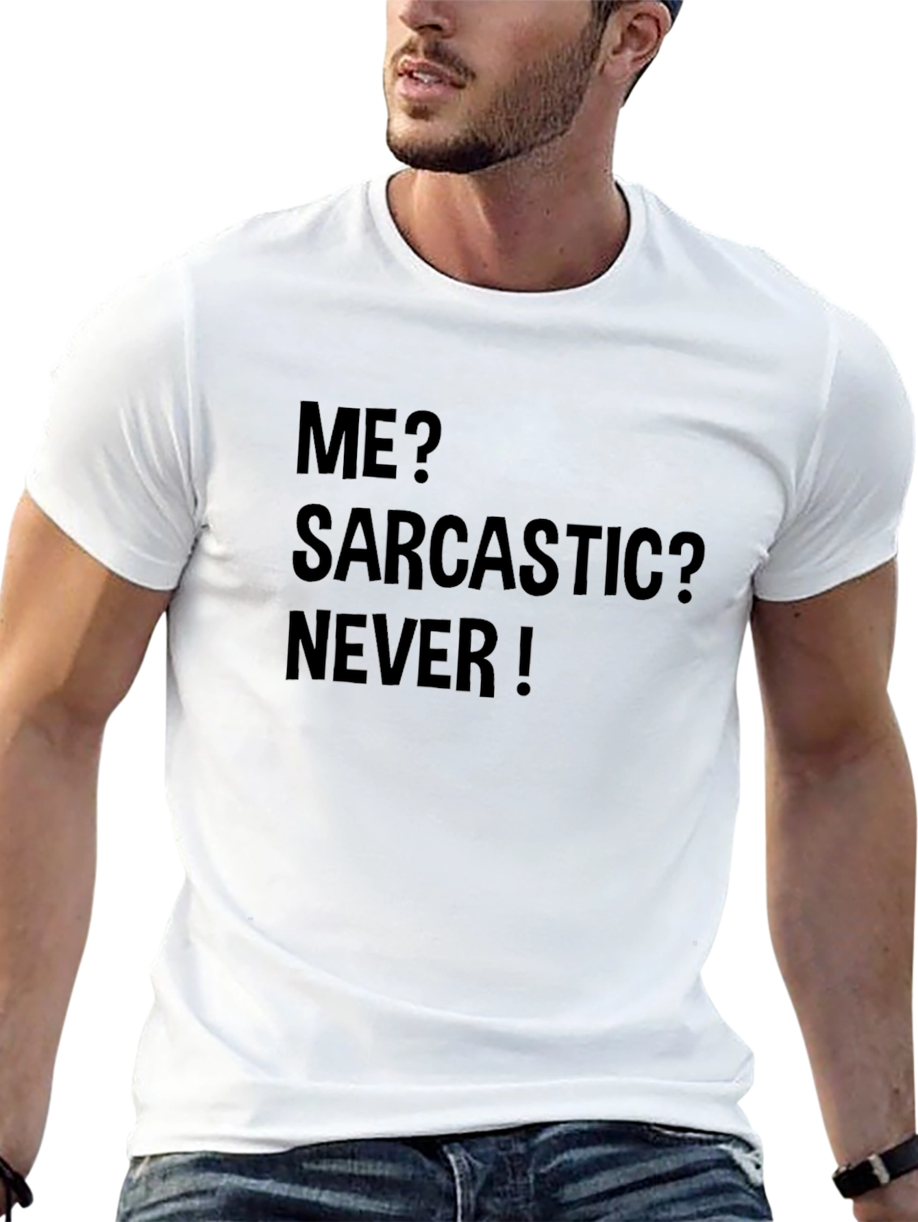 Sarcastic? Never! Black Graphic Tee