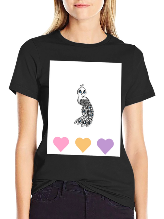 Cute Peacock Graphic Tee - Unisex Black T-Shirt