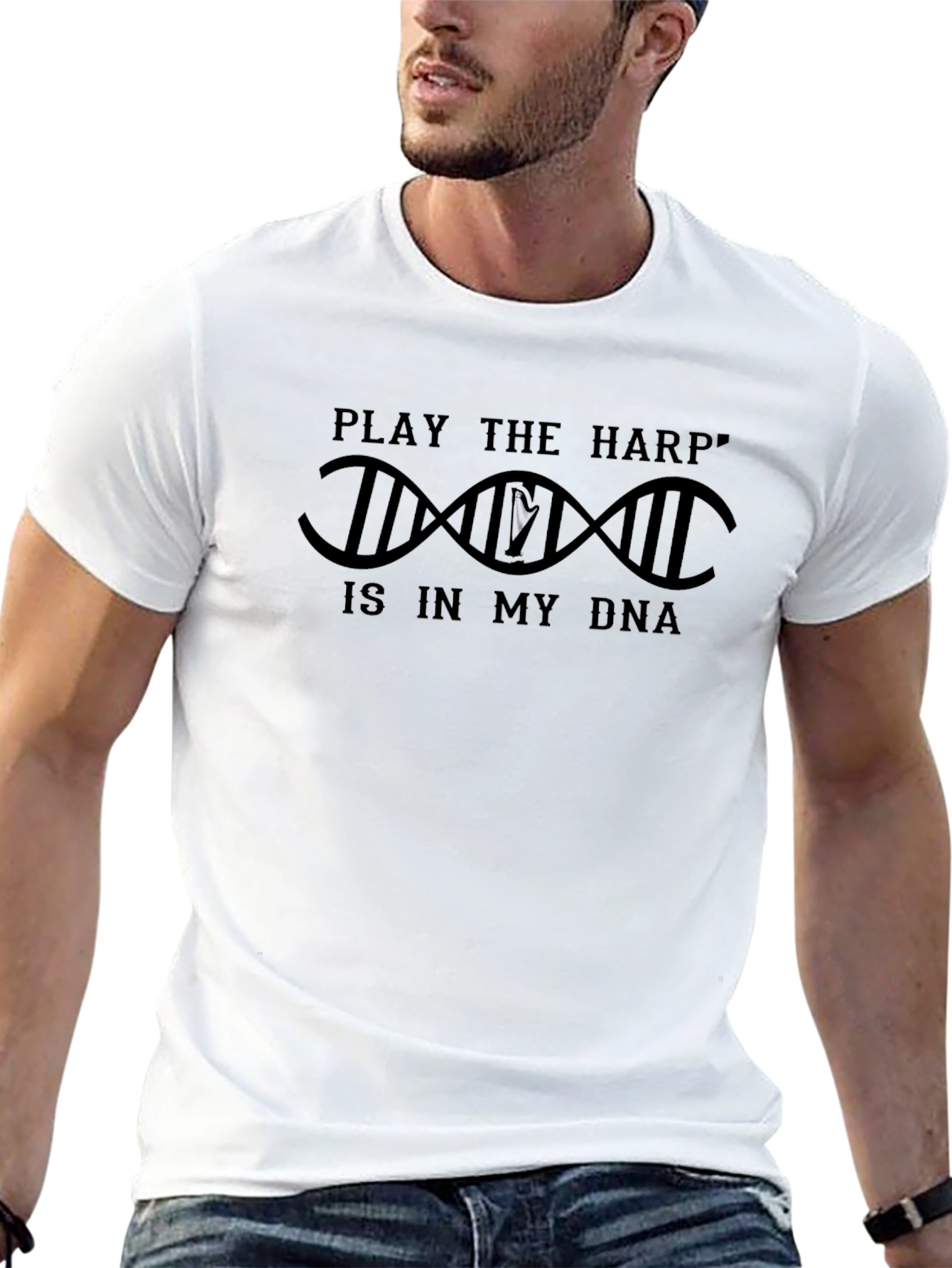 Play the Harp DNA Black Graphic Tee