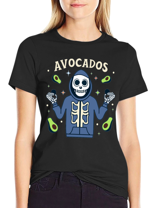 Avocado Skeleton Graphic T-Shirt - Trendy Tee