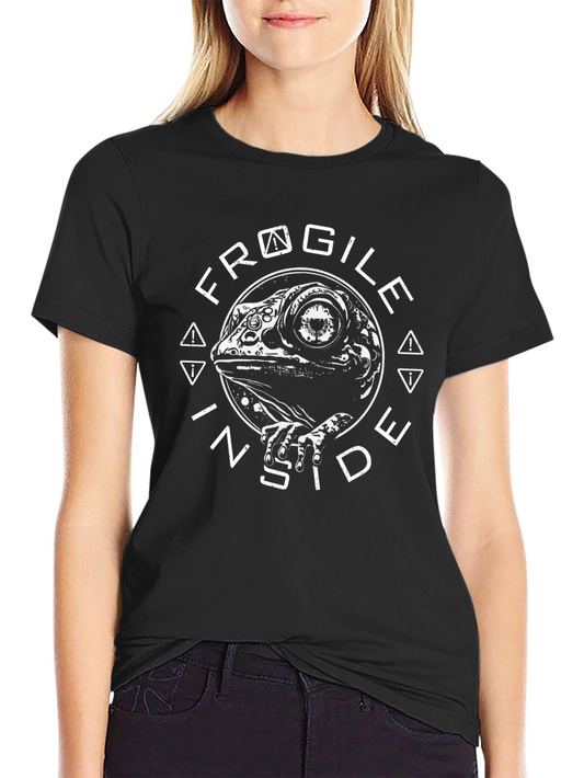 Fragile Inside Graphic Print Black T-Shirt