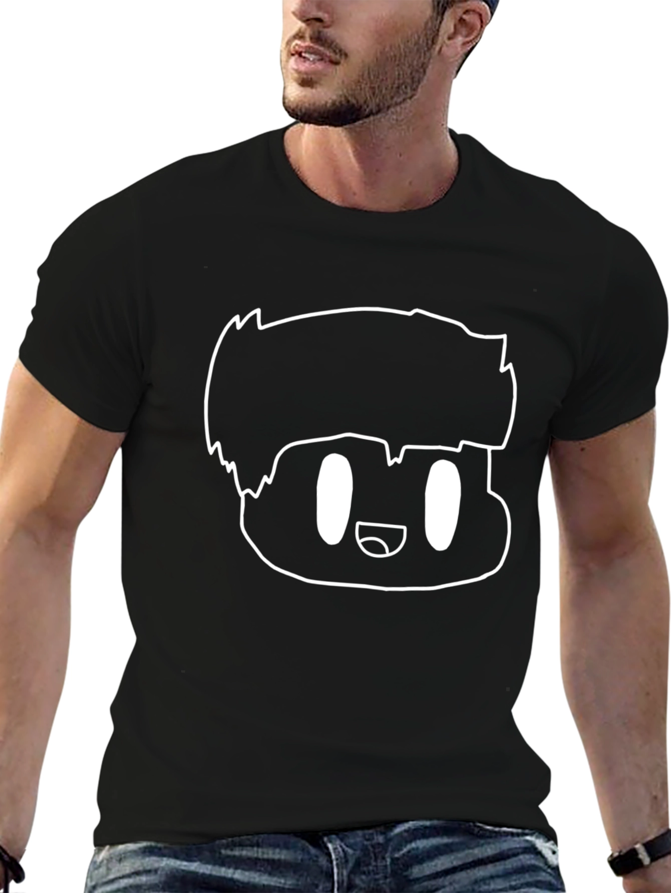 Cartoon Character Graphic Tee - Black