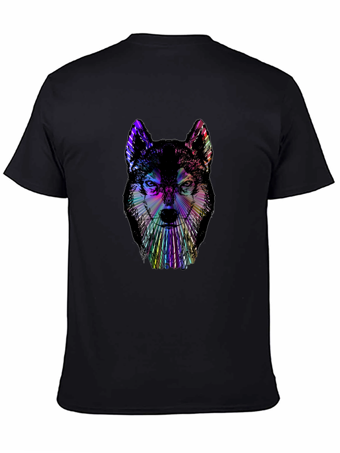 Psychedelic Wolf Graphic Black T-Shirt