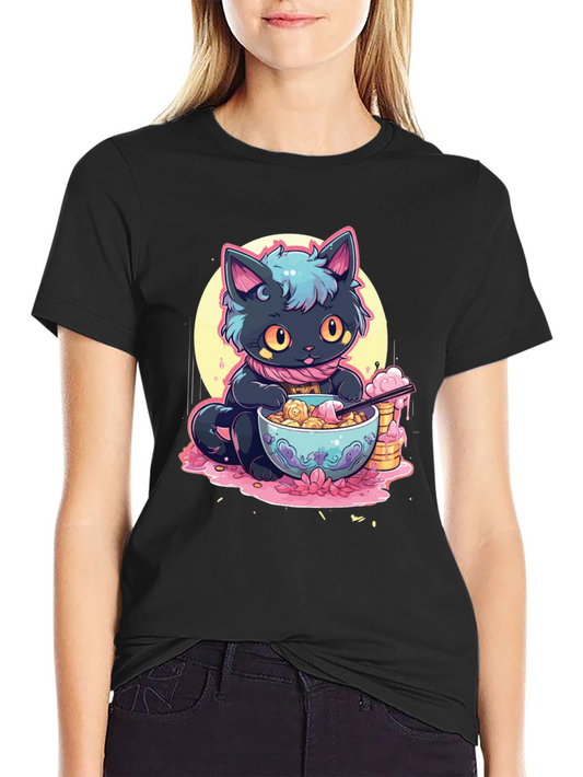 Cute Anime Cat Ramen T-Shirt