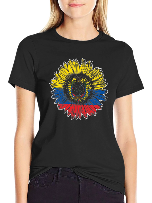 Colombian Flag Sunflower Graphic T-Shirt
