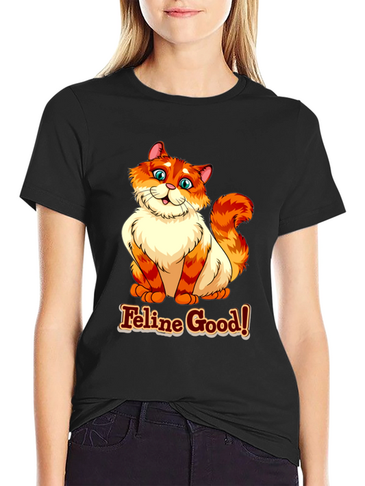 Feline Good Cat Graphic T-Shirt - Comfort Cotton Tee