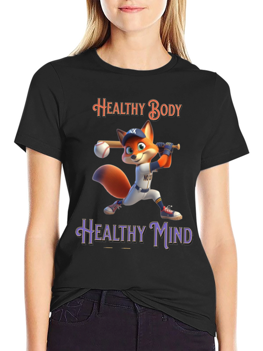 Healthy Body Healthy Mind Fox Baseball T-Shirt