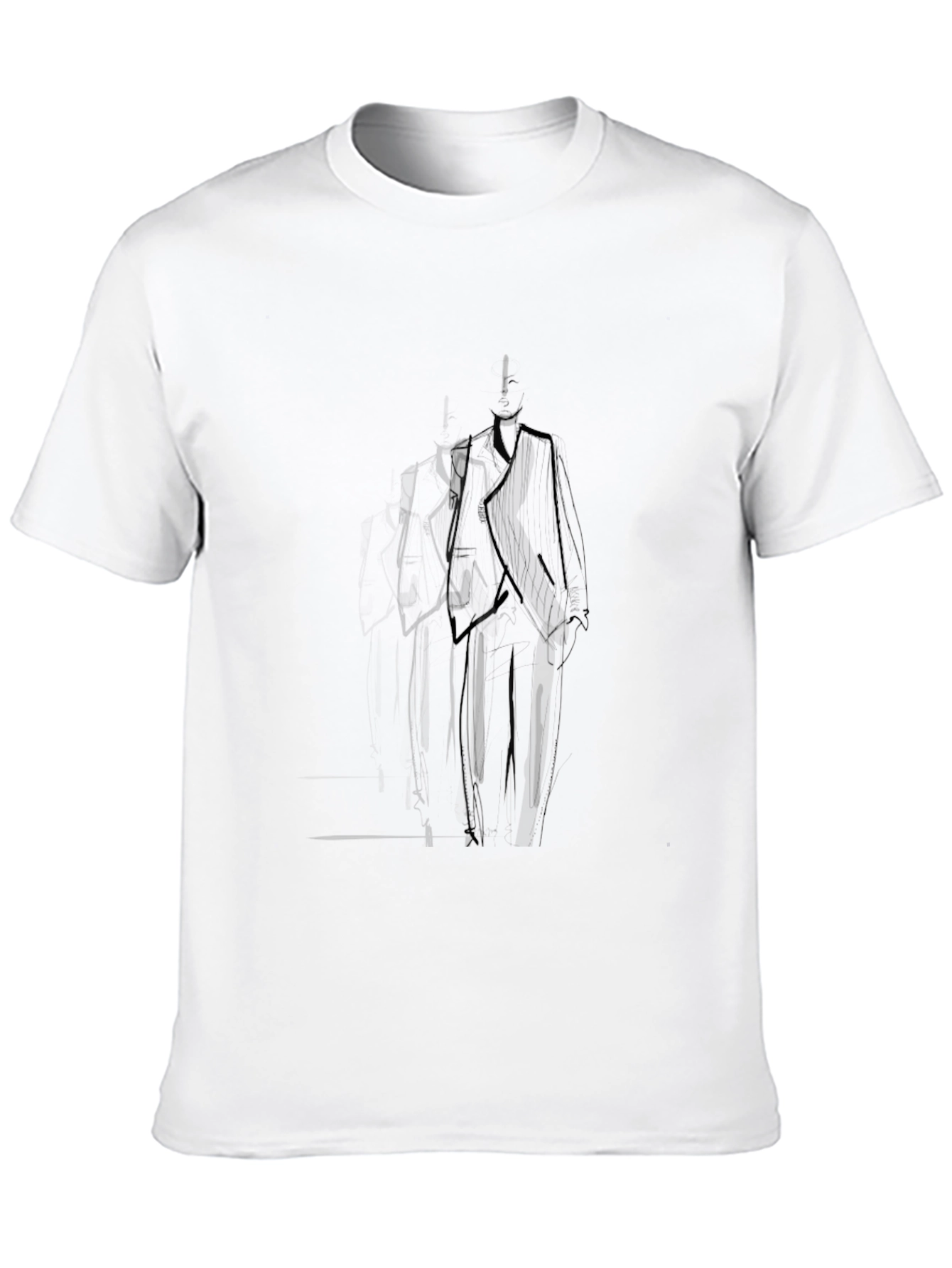 Mens Black T-Shirt with Abstract Suit Design