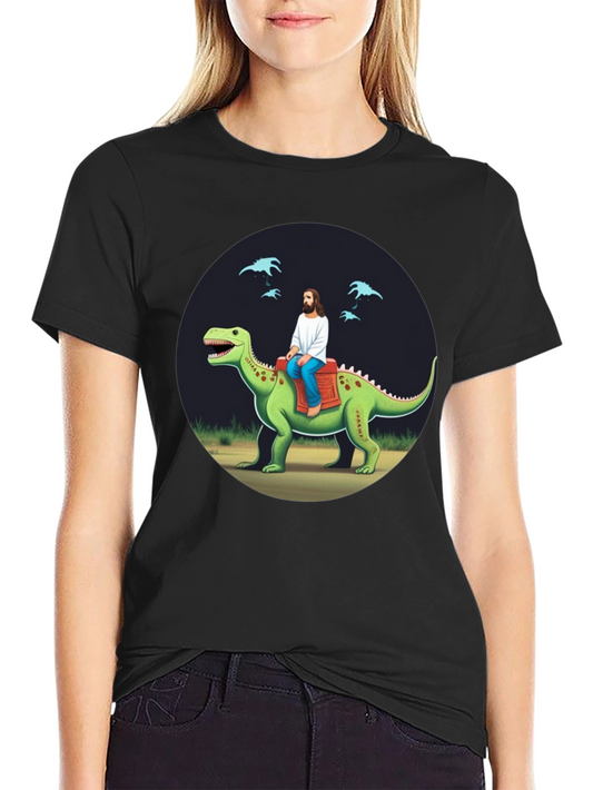 Jesus Riding Dinosaur Graphic Tee
