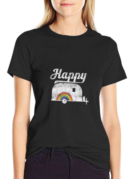 Happy Camper Rainbow Graphic T-Shirt