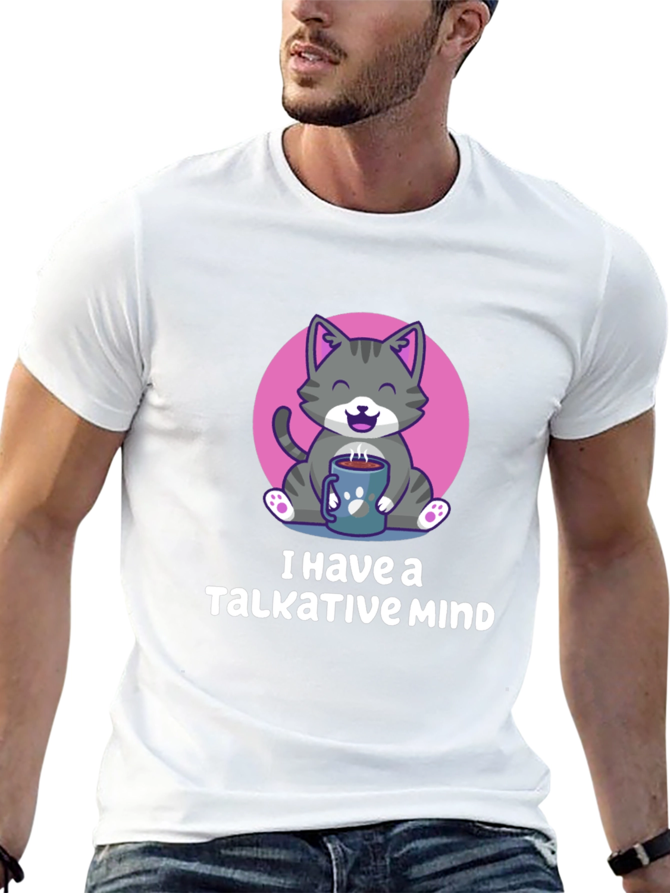 Talkative Mind Cat T-Shirt - Cozy Comfort