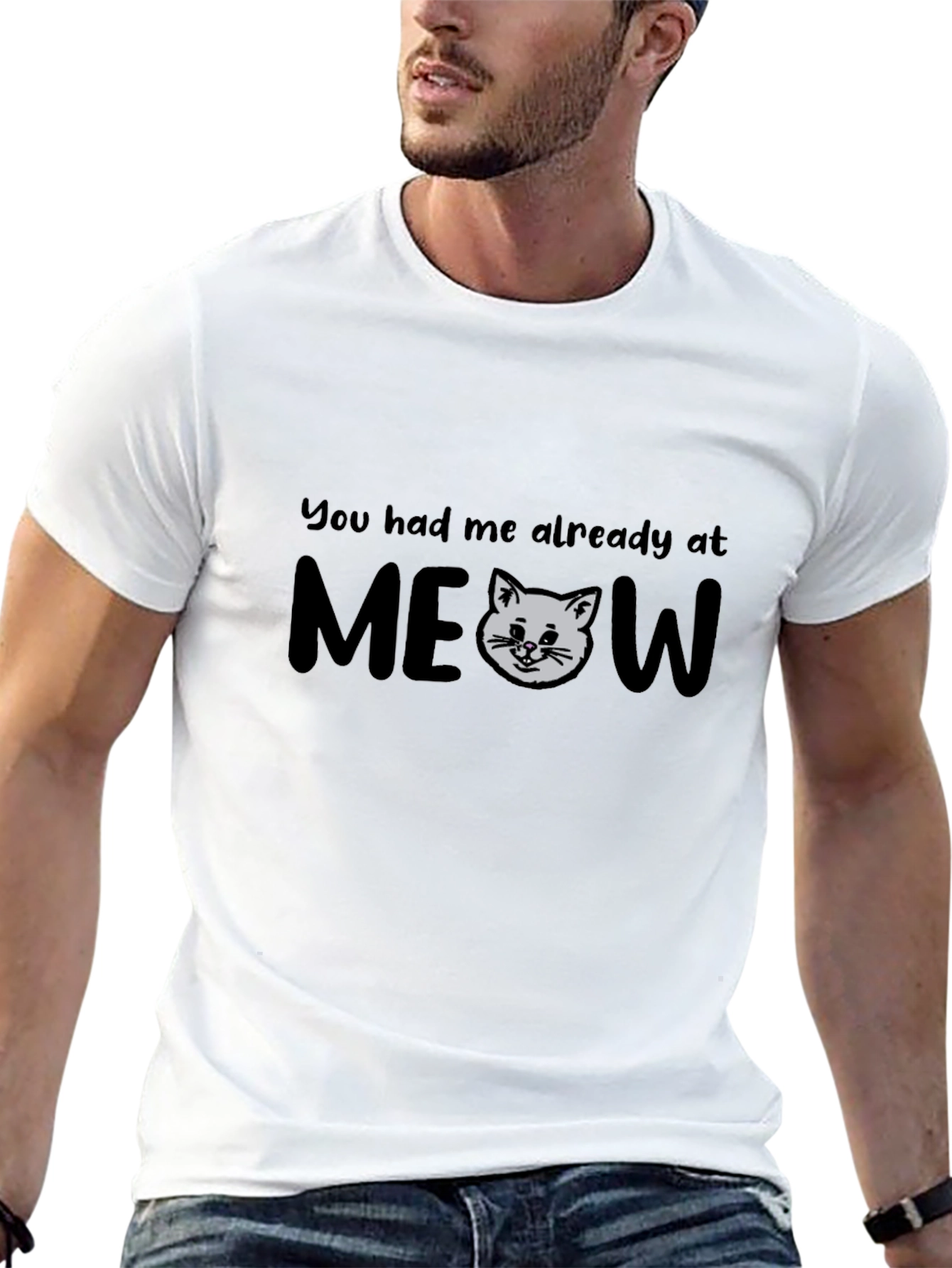 Funny Cat MEOW Graphic T-Shirt