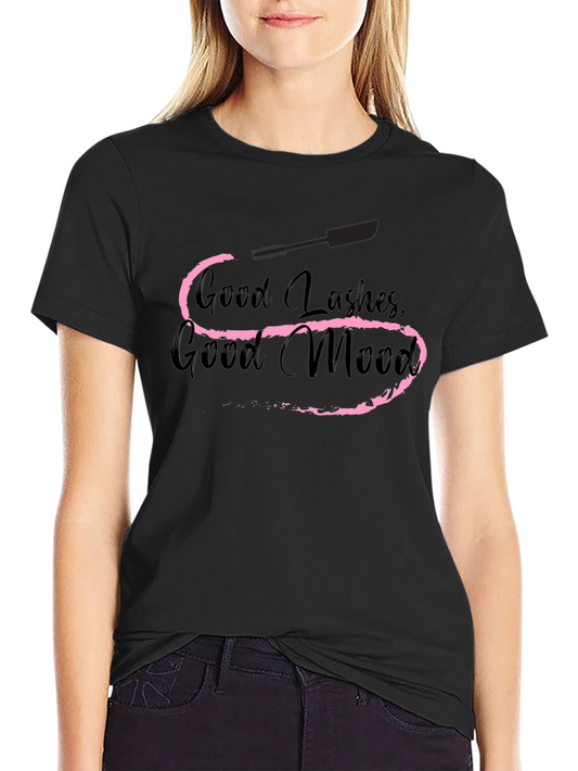 Good Lashes Good Mood Black Graphic Tee