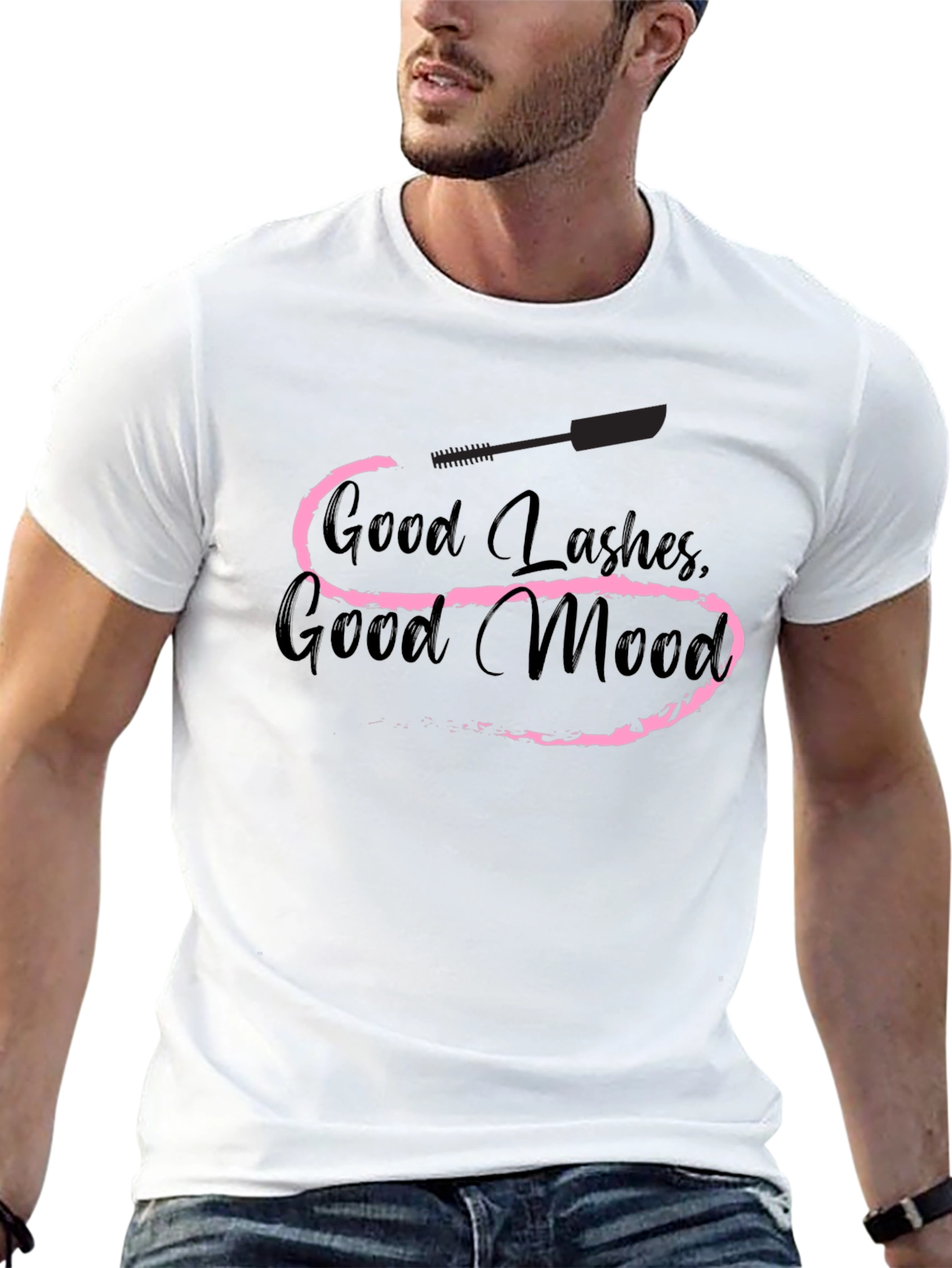 Good Lashes Good Mood Black Graphic Tee