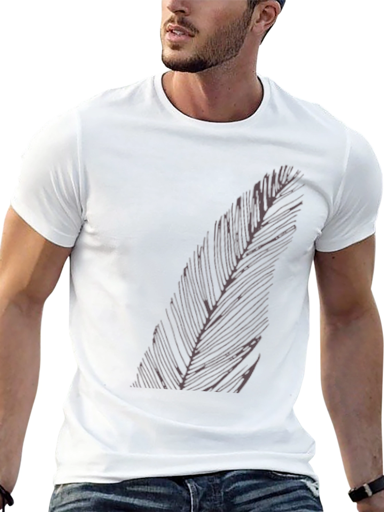 Mens Black Feather Graphic T-Shirt