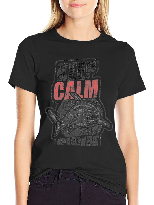 Keep Calm and Swim Black T-Shirt