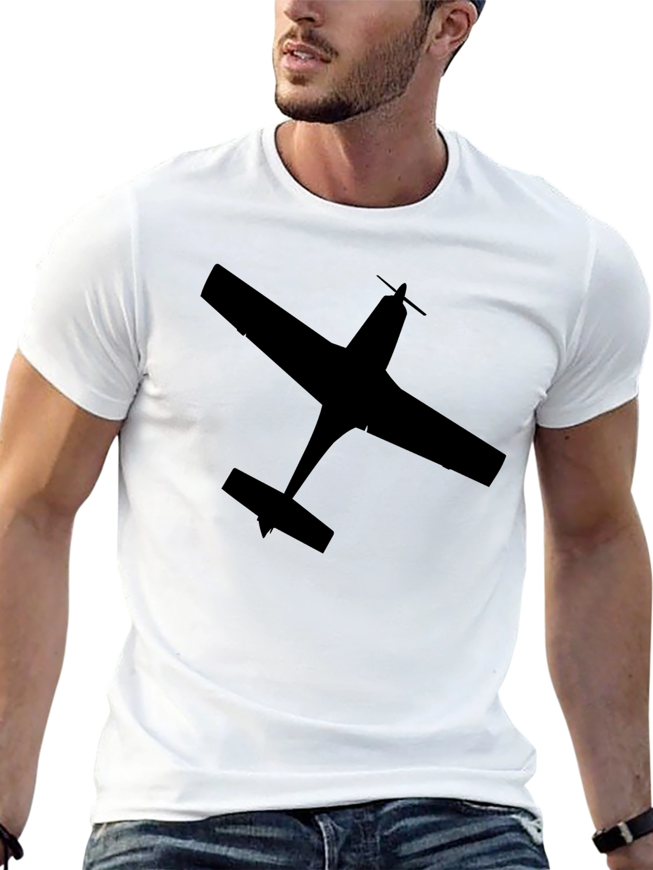 Airplane Silhouette Black T-Shirt - Fly High in Style!