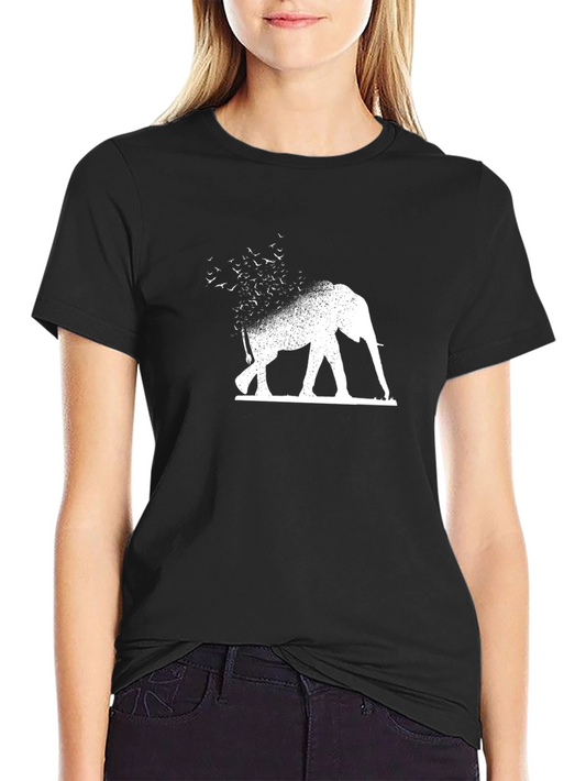 Elephant Birds T-Shirt - Black Cotton Tee
