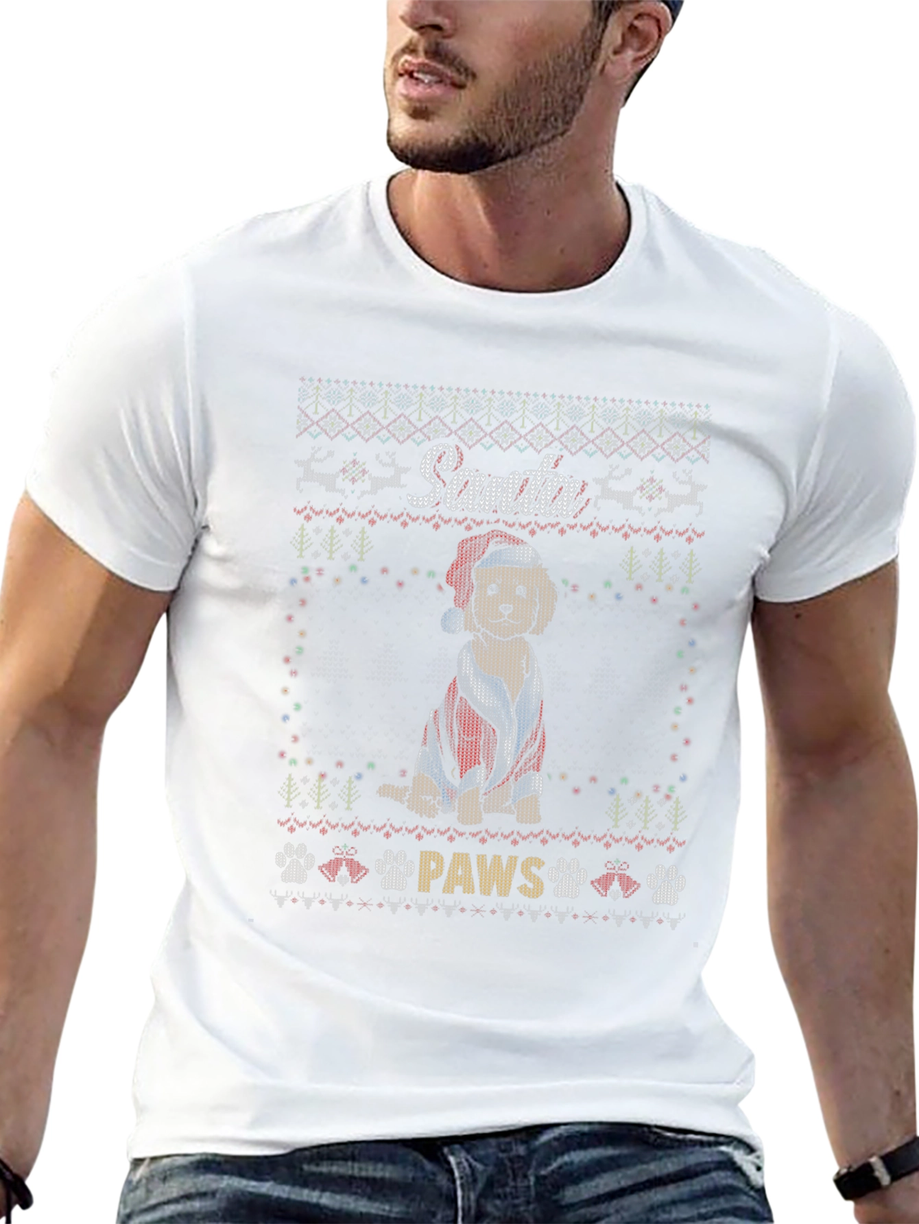 Santa Paws Christmas Dog T-Shirt