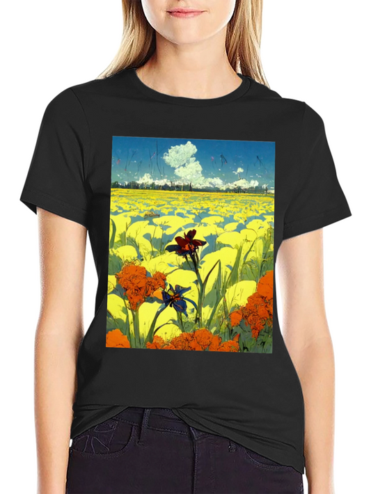 Floral Field Graphic Tee - Artistic Menswear