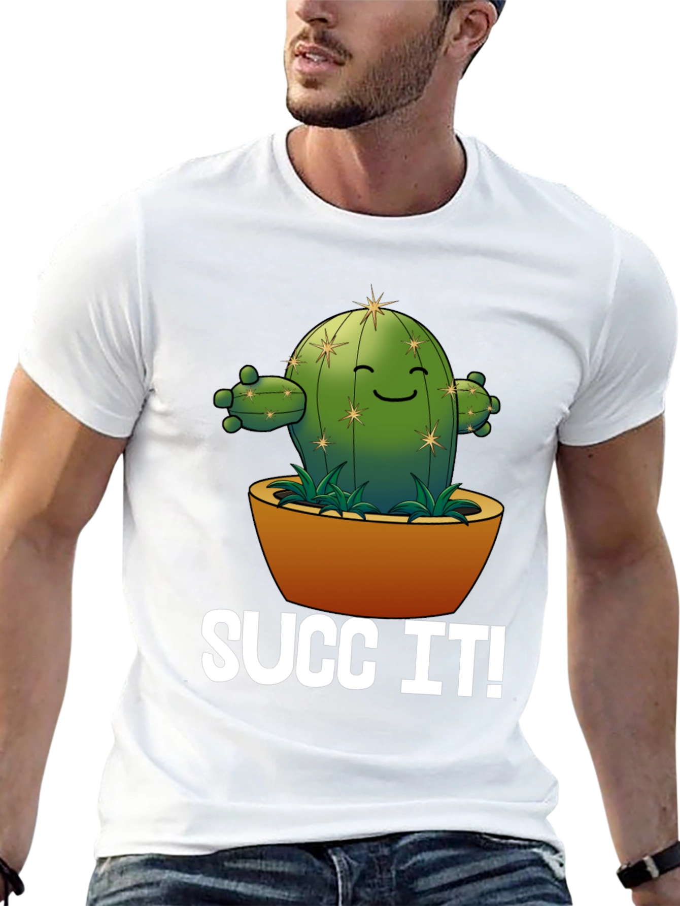 Funny Succ It! Cactus Graphic T-Shirt