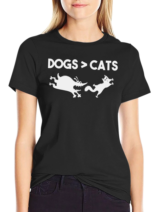 Dogs > Cats Funny Black Graphic T-Shirt