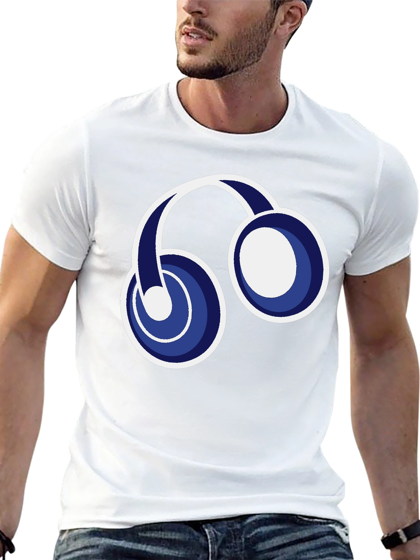 Black T-Shirt with Headphone Graphic