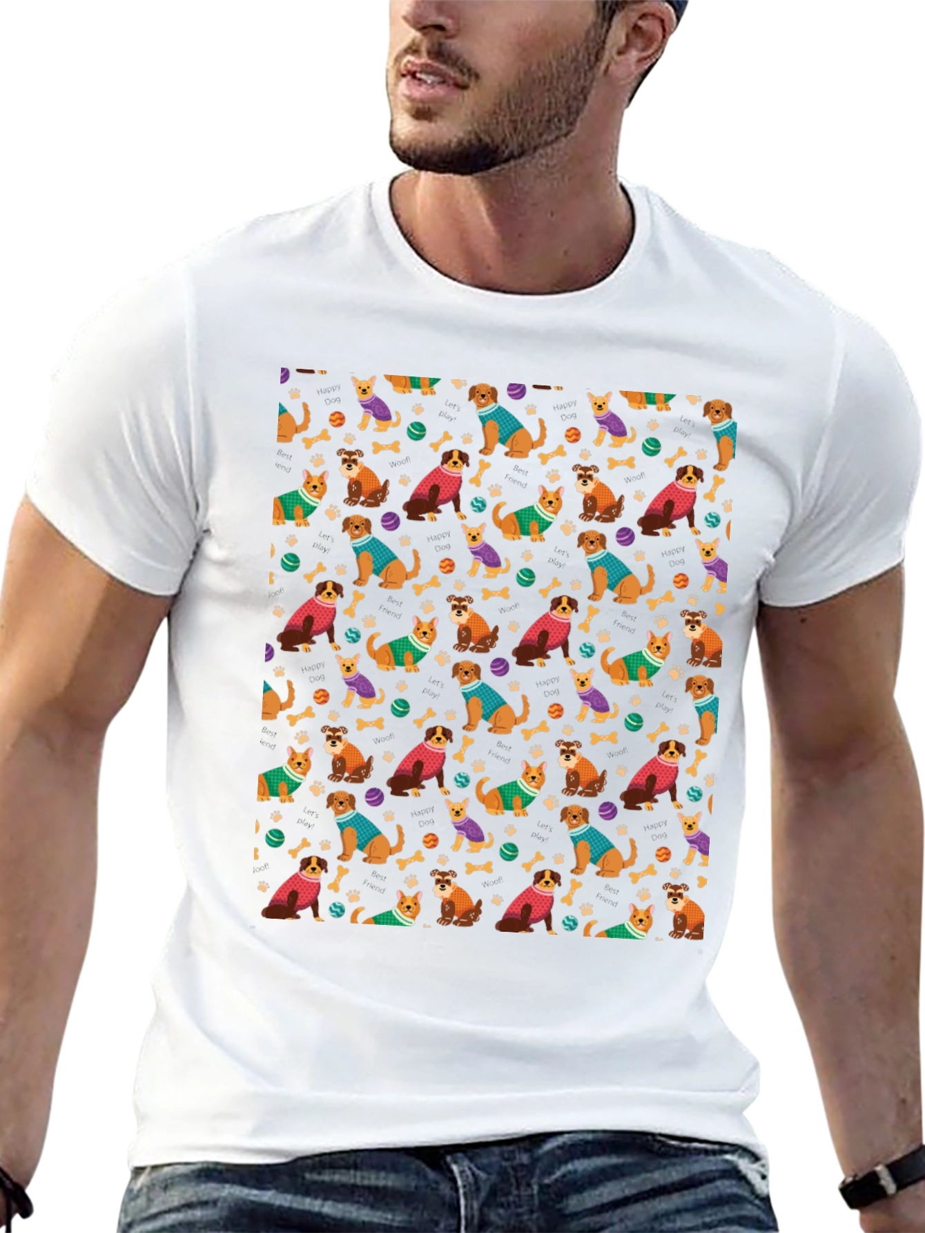 Dog Pattern T-Shirt - Cute Animal Lover Tee