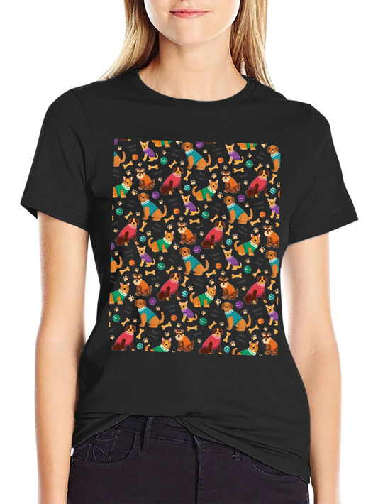 Dog Pattern T-Shirt - Cute Animal Lover Tee