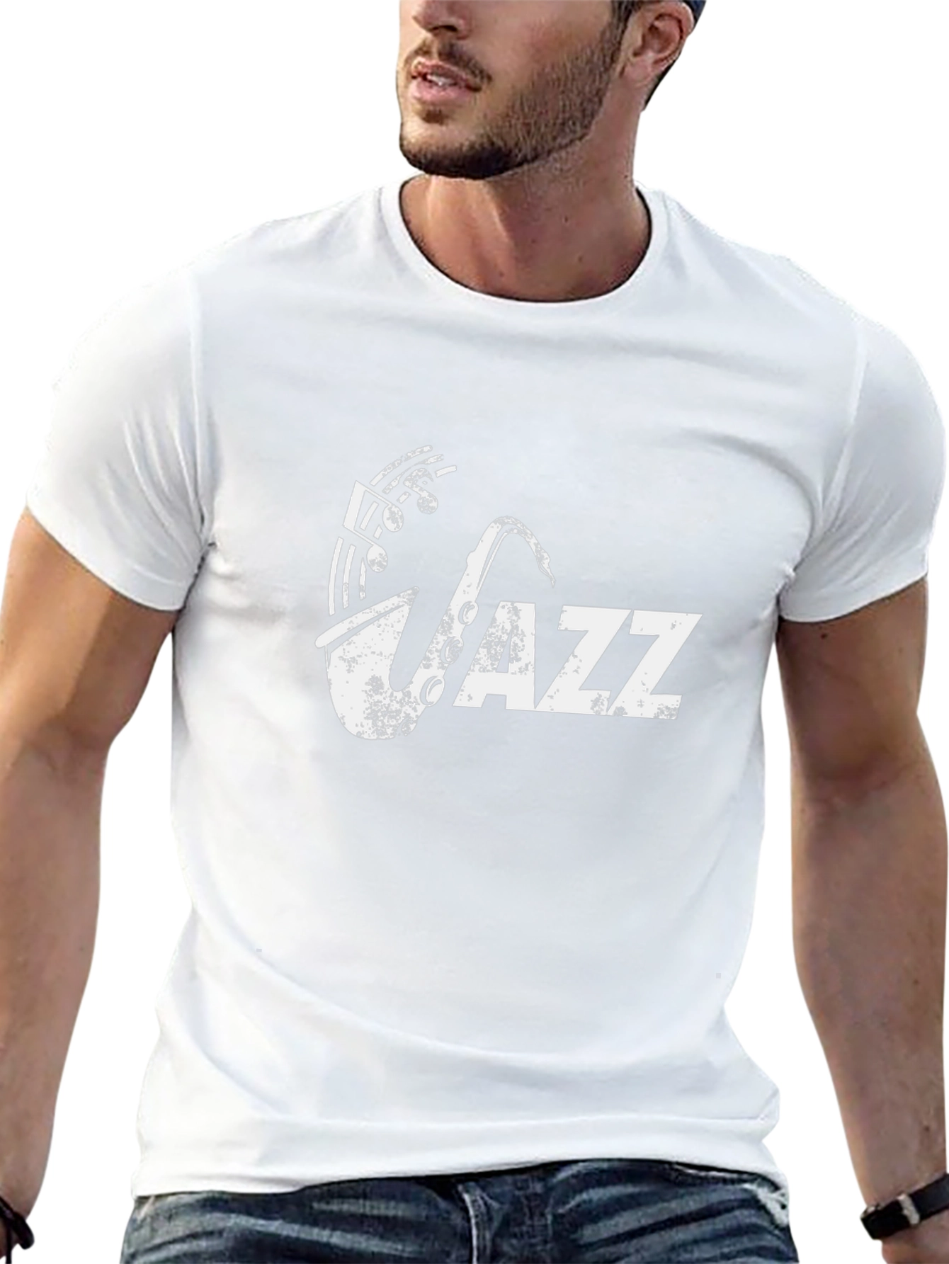 Mens Black Jazz Saxophone Graphic Tee