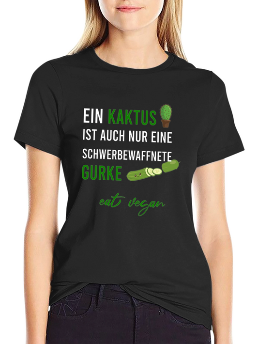 Eat Vegan Funny Cactus & Cucumber Graphic Tee