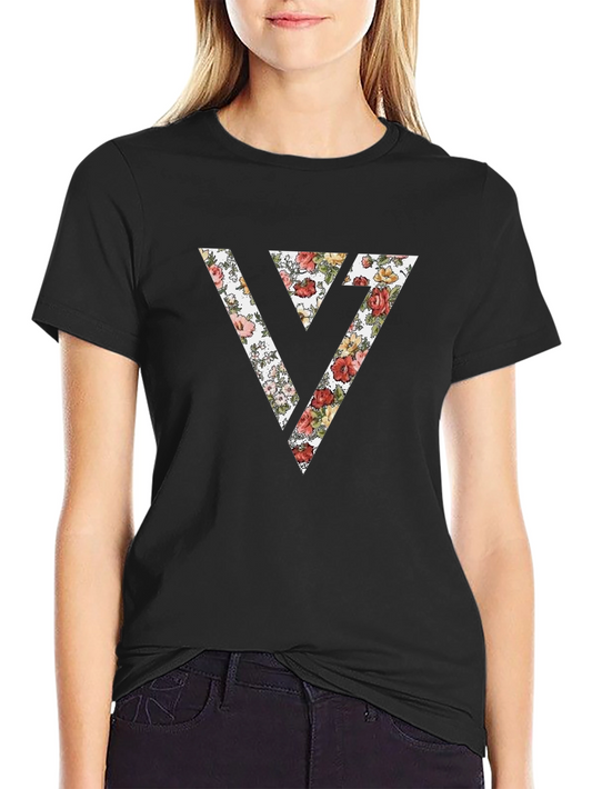 Floral Seventeen T-Shirt - Black Cotton Blend