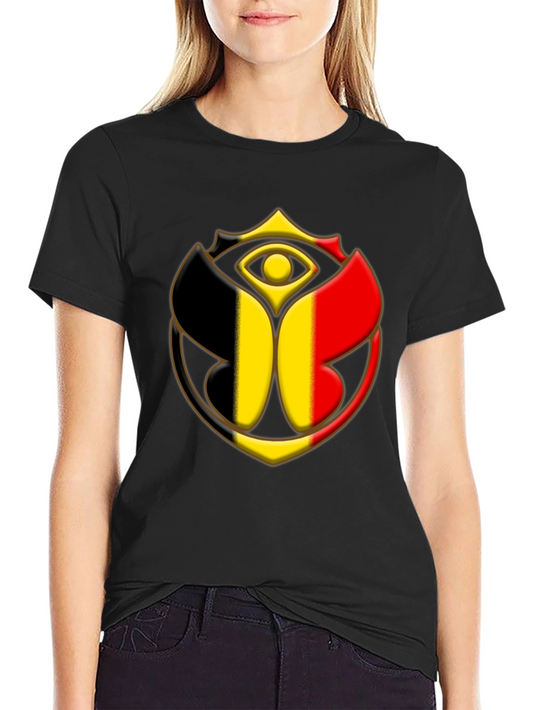 Belgium Flag Tomorrowland Logo Black T-Shirt