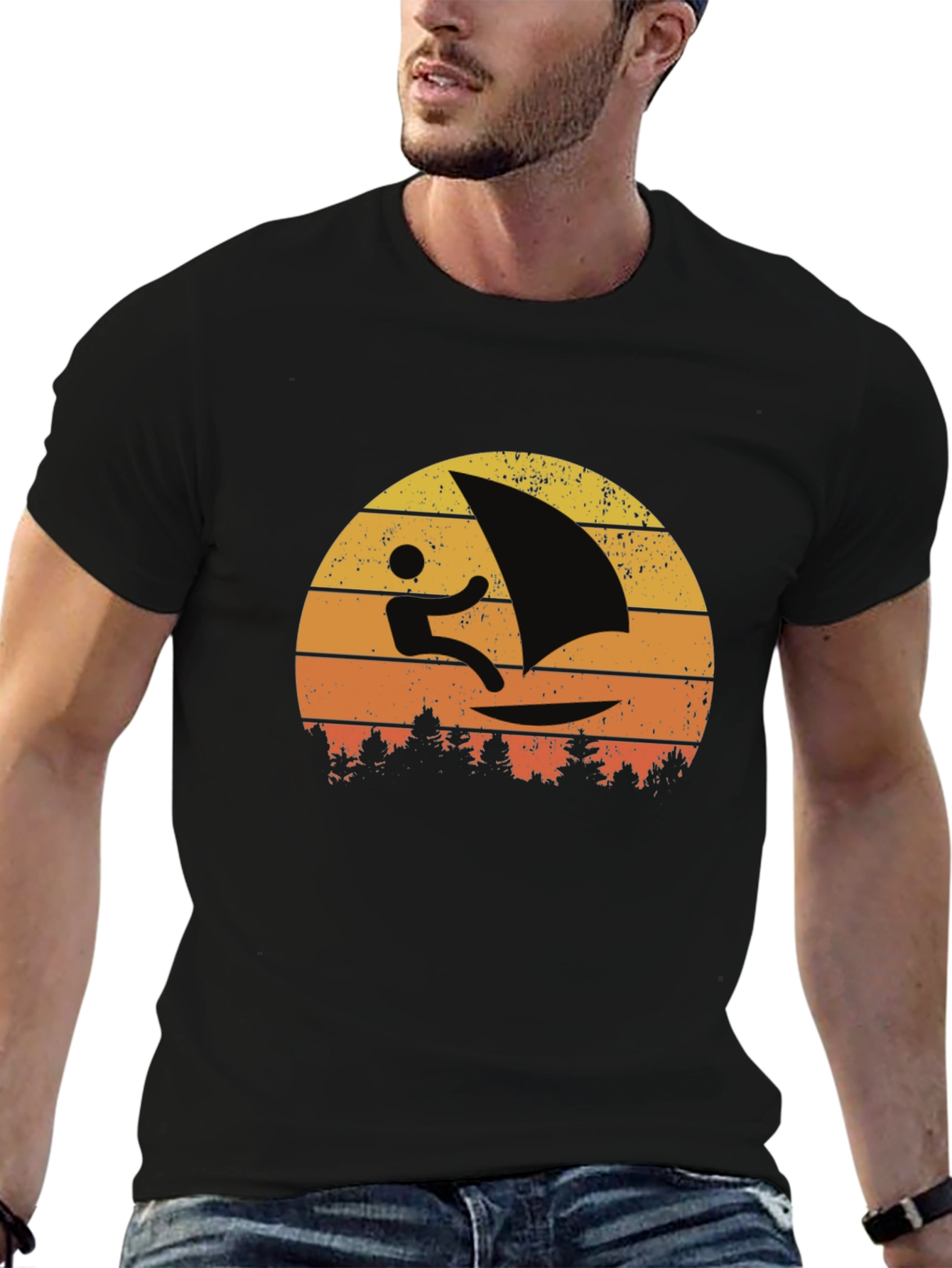 Retro Windsurfer Sunset T-Shirt