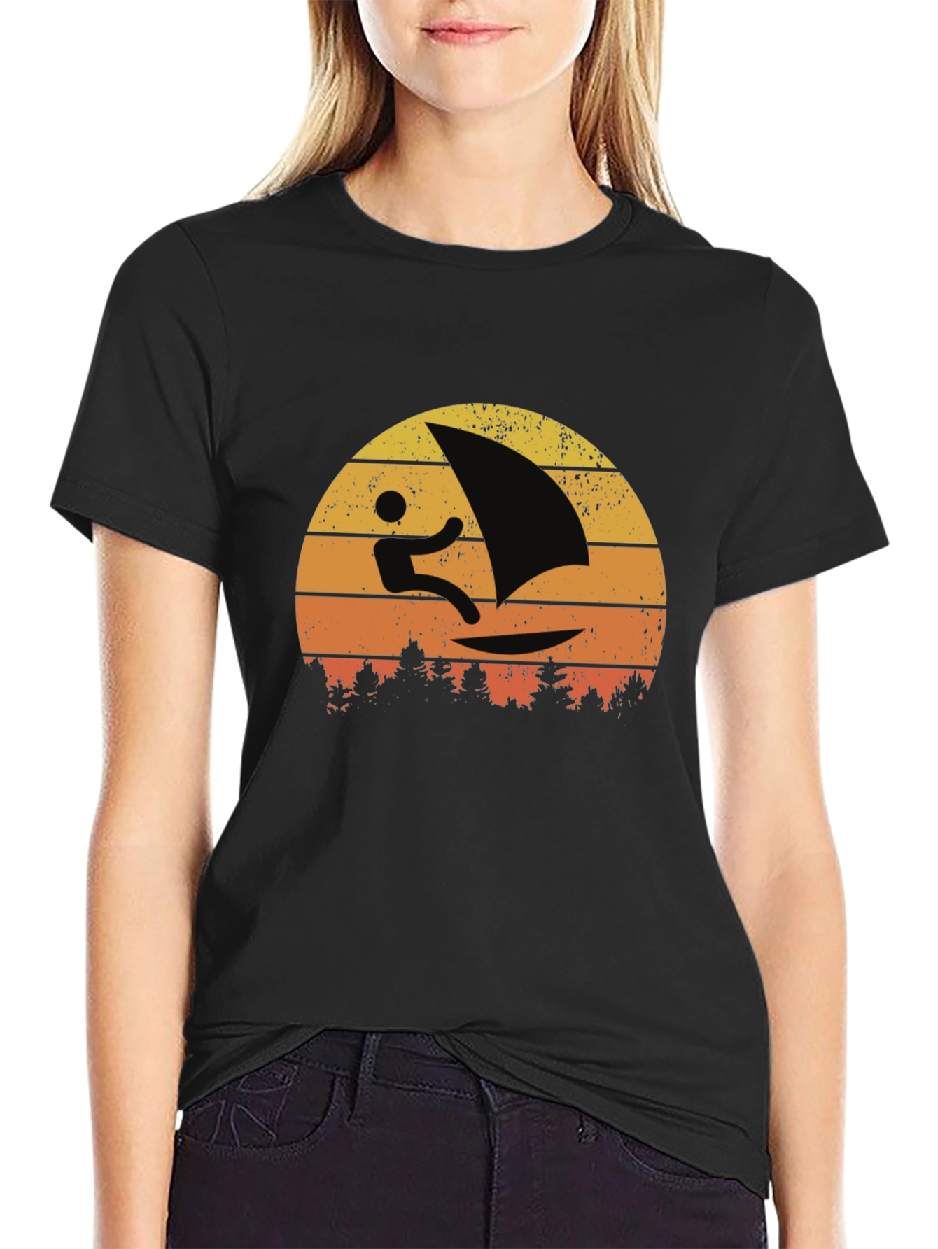 Retro Windsurfer Sunset T-Shirt
