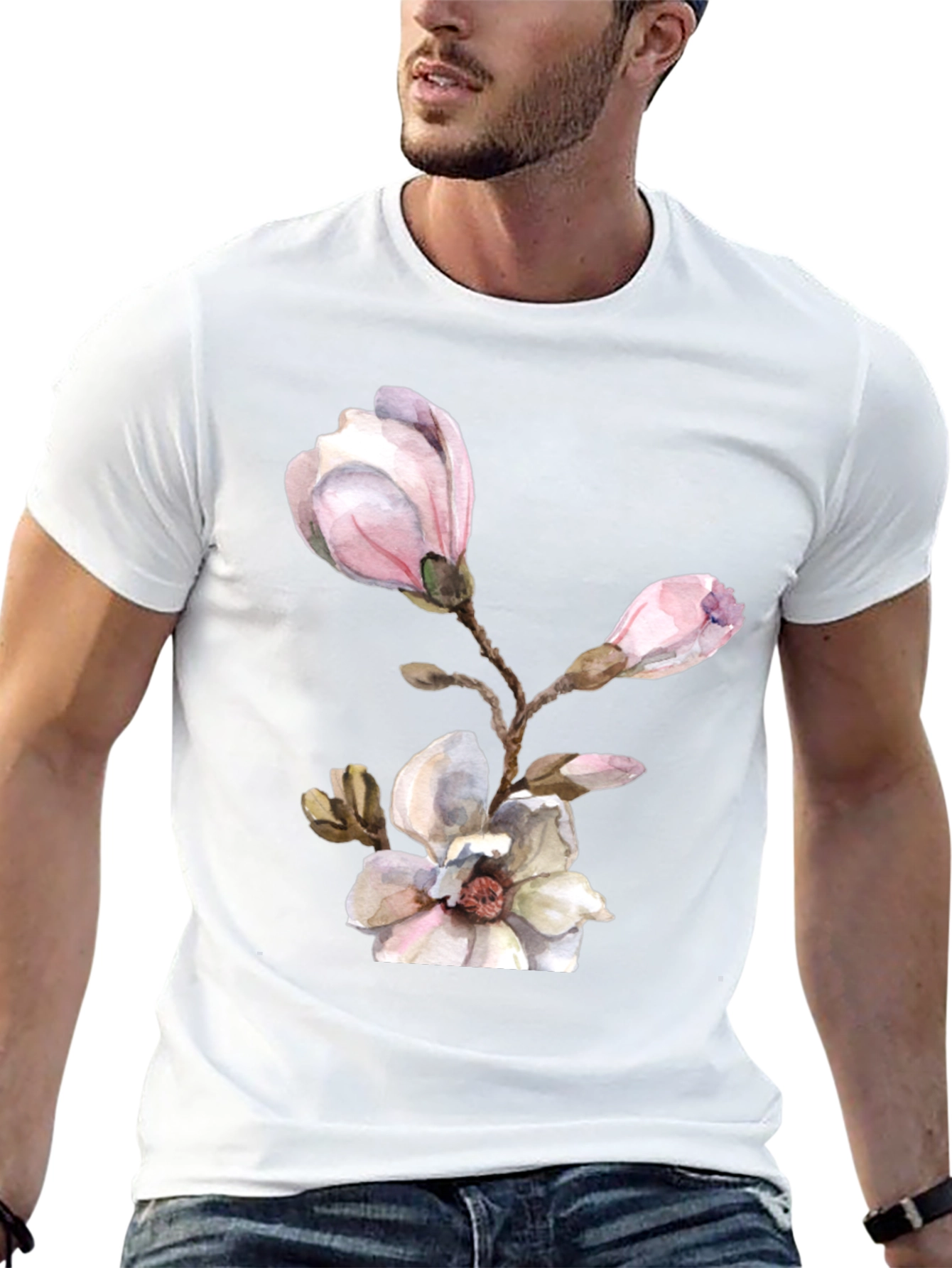 Floral Magnolia T-Shirt - Elegant Blossom Design