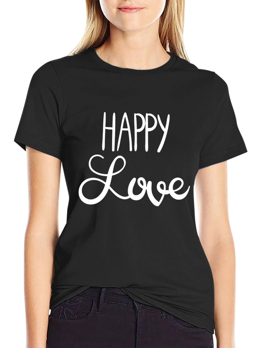 Happy Love Graphic Tee - Black Casual T-Shirt