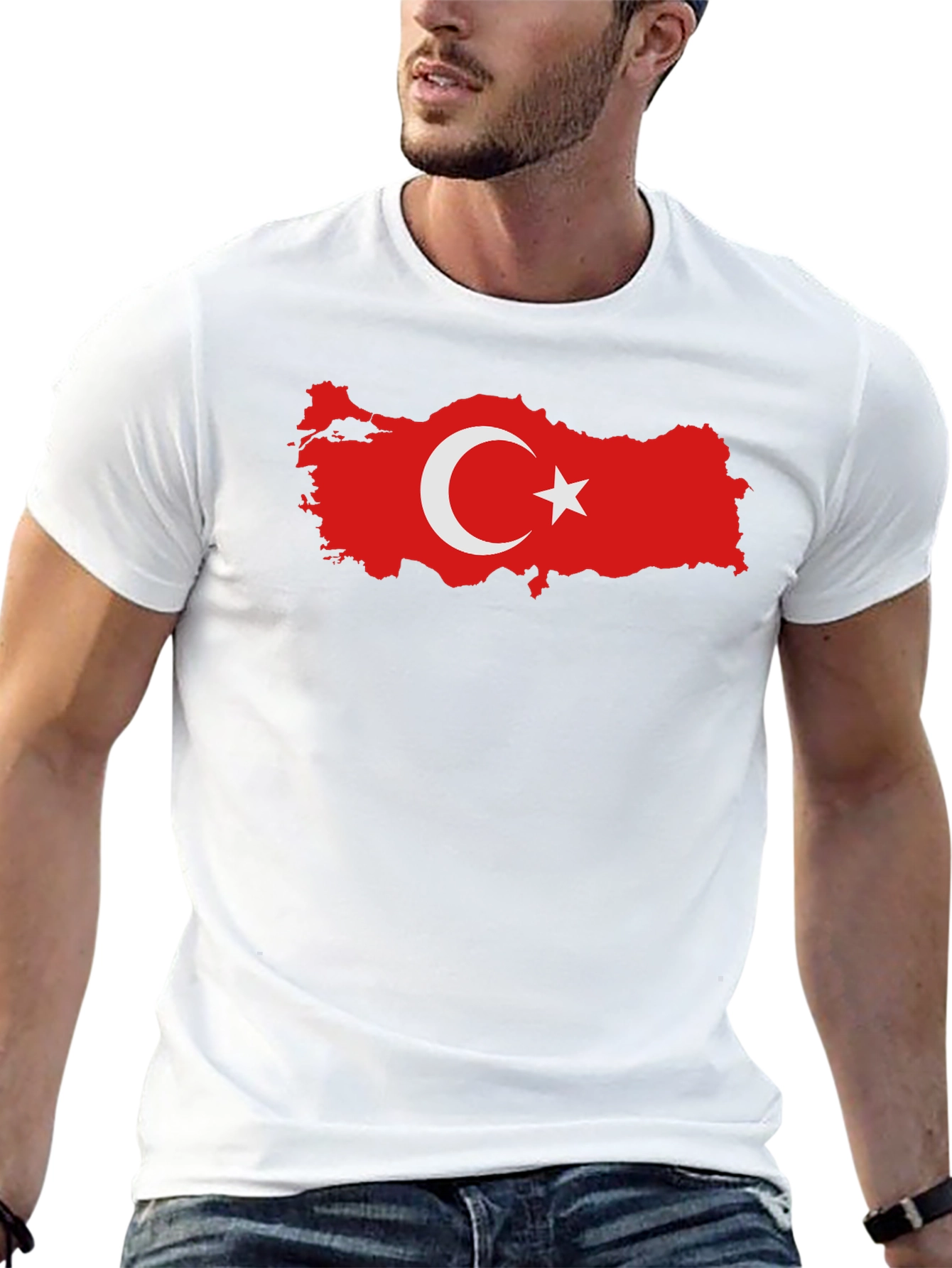 Turkey Flag Map Black T-Shirt Graphic Tee