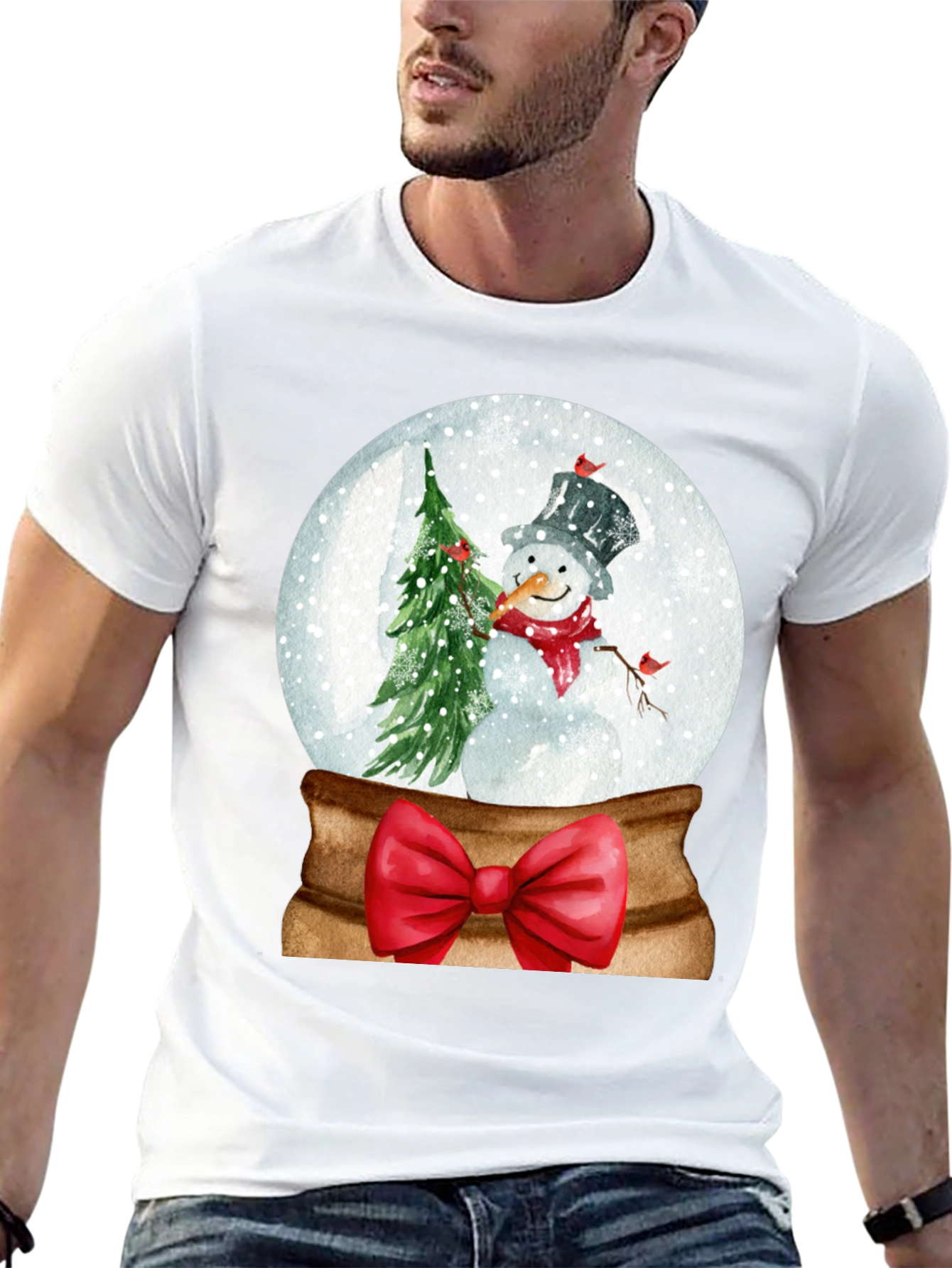 Festive Snow Globe Snowman Graphic Tee